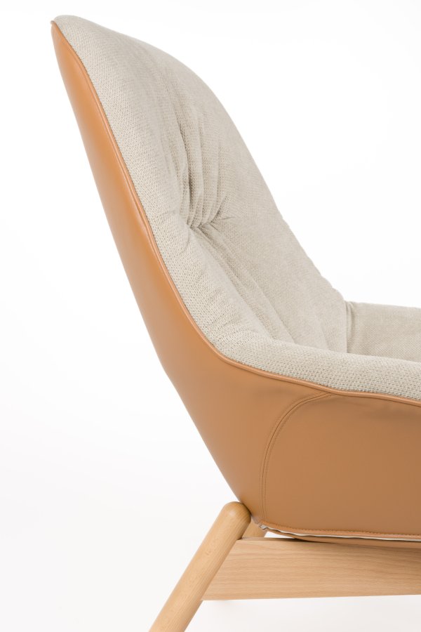 WHITE LABEL LIVING Duke lenestol, m. armlener - beige polyester, lysebrun polypropylenplast, bk