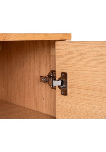 HOUSE NORDIC skjenk, eikefiner, ben i sort metall, 3 skuffer, 2 drer, 150x40x74 cm