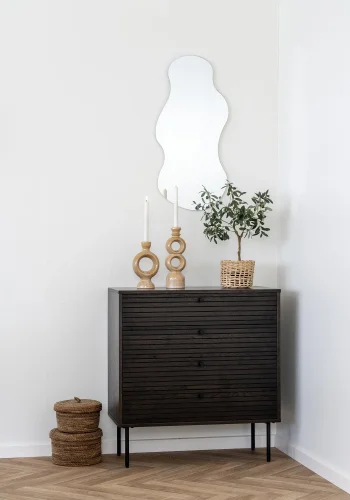 HOUSE NORDIC Kyoto kommode, med 4 skuffer - rkt eikefiner og svart stl