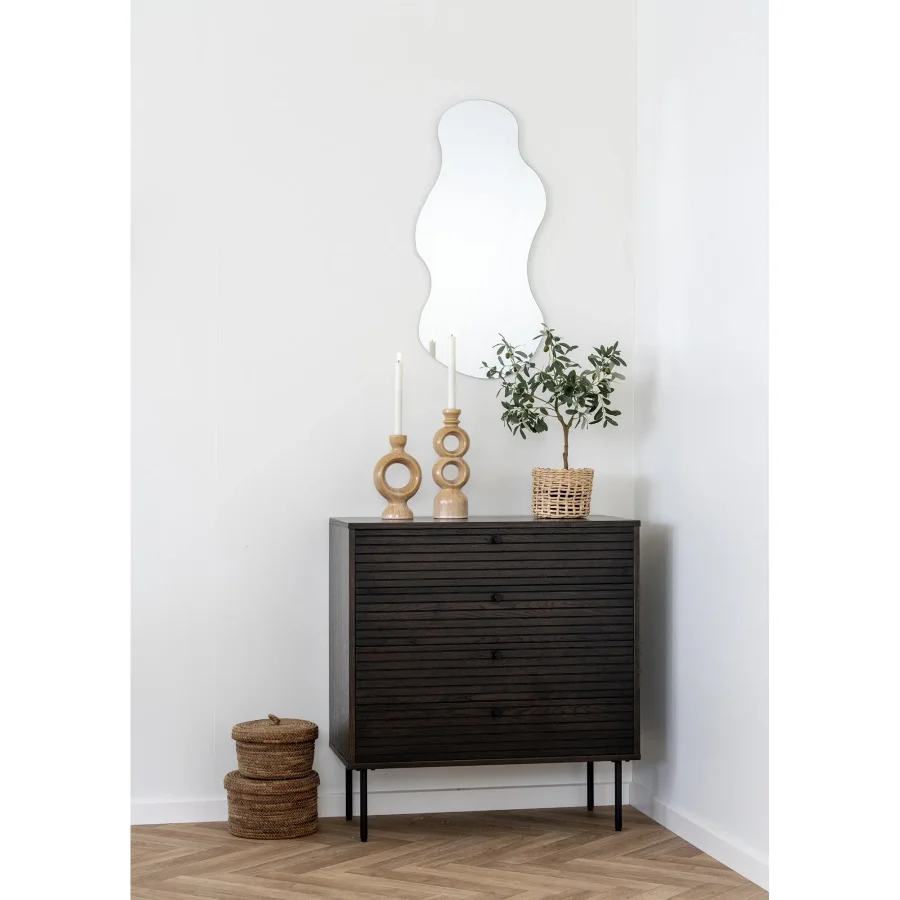 HOUSE NORDIC Kyoto kommode, med 4 skuffer - rkt eikefiner og svart stl