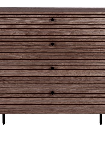 HOUSE NORDIC Kyoto kommode, med 4 skuffer - rkt eikefiner og svart stl