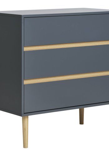 HOUSE NORDIC Bisley kommode, med 3 skuffer - mrkegr MDF og furu