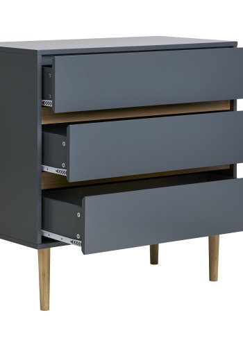 HOUSE NORDIC Bisley kommode, med 3 skuffer - mrkegr MDF og furu