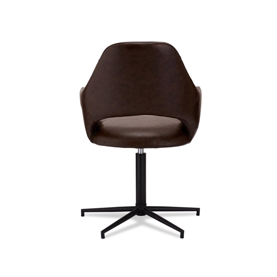 Luna spisebordstol, med armlener - mrkebrun PU