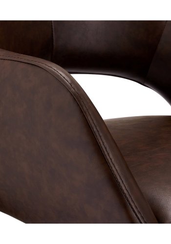 Luna spisebordstol, med armlener - mrkebrun PU