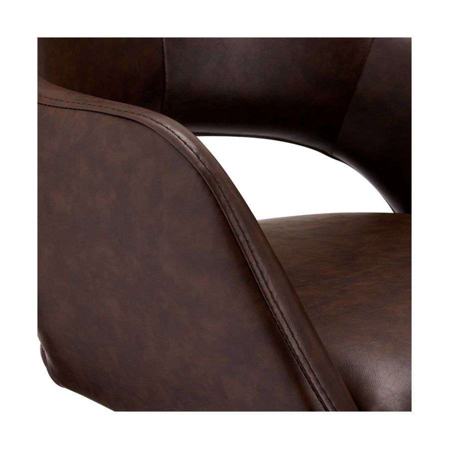 Luna spisebordstol, med armlener - mrkebrun PU