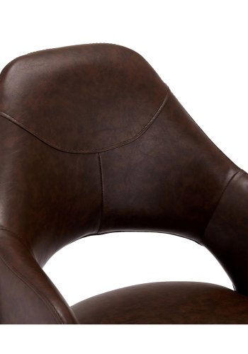 Luna spisebordstol, med armlener - mrkebrun PU