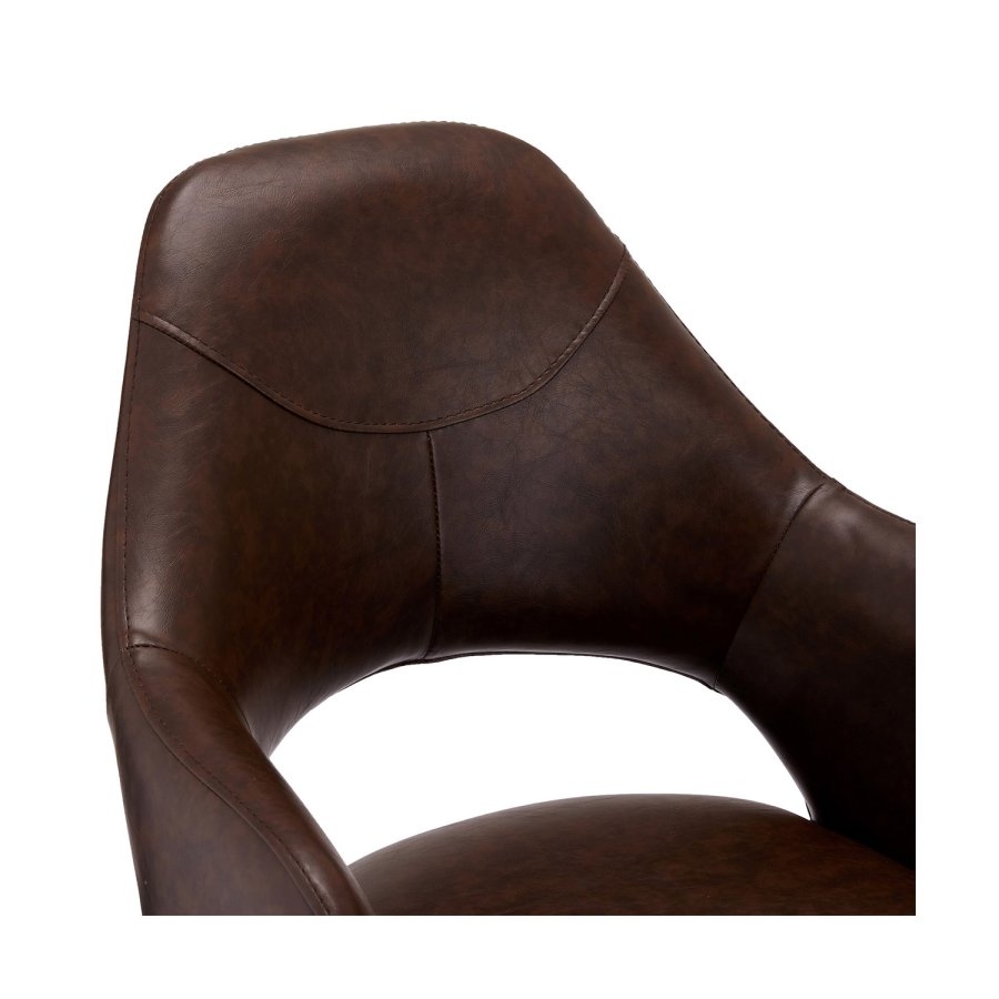 Luna spisebordstol, med armlener - mrkebrun PU