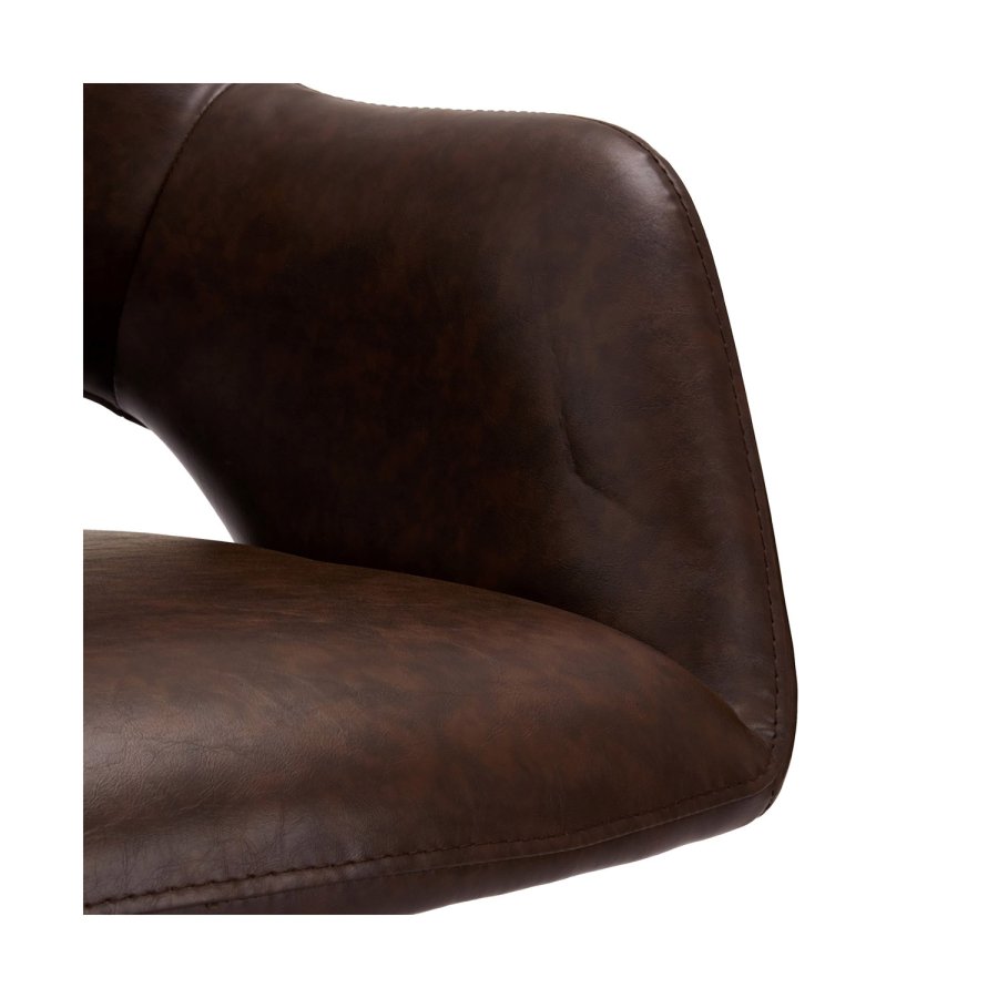 Luna spisebordstol, med armlener - mrkebrun PU