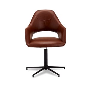 Luna spisebordsstol, m. armln - lysebrun PU