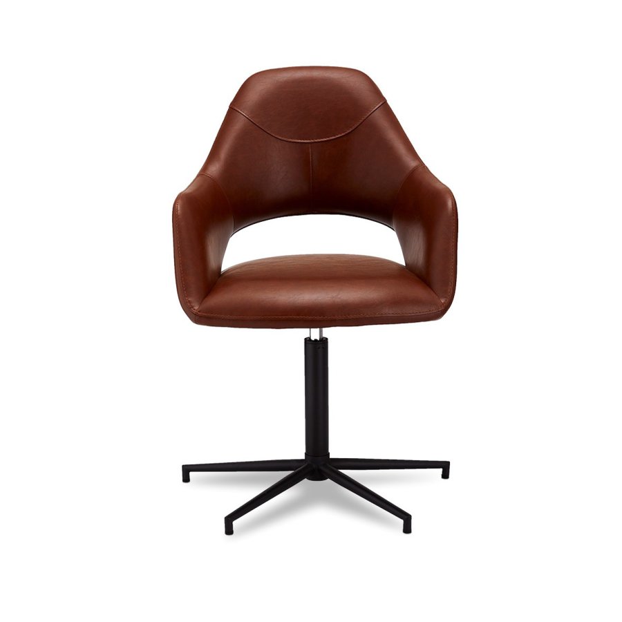 Luna spisebordstol, med armlener - lysebrun PU