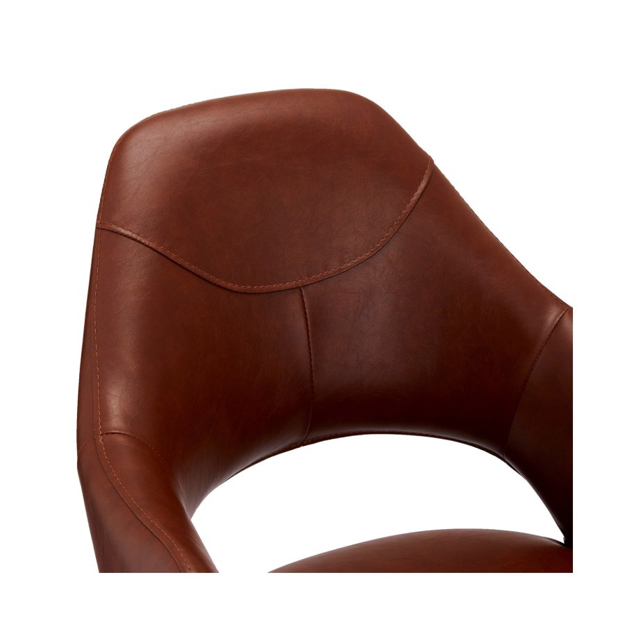 Luna spisebordstol, med armlener - lysebrun PU