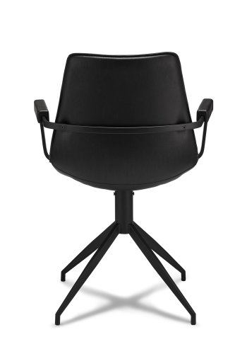 Isabel spisebordsstol, med armlener og dreiefunksjon - sort PU-skinn med sorte ben