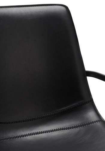 Isabel spisebordsstol, med armlener og dreiefunksjon - sort PU-skinn med sorte ben