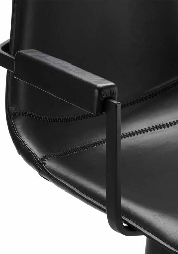 Isabel spisebordsstol, med armlener og dreiefunksjon - sort PU-skinn med sorte ben