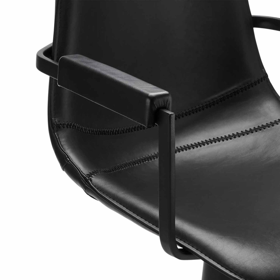 Isabel spisebordsstol, med armlener og dreiefunksjon - sort PU-skinn med sorte ben