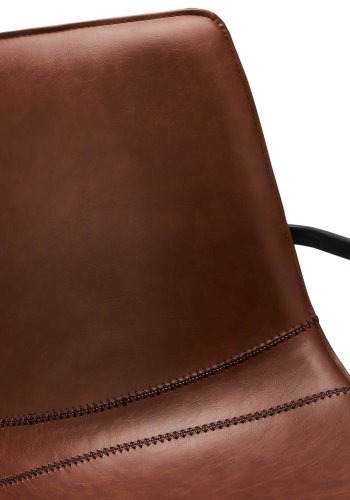 Isabel spisebordsstol, med armlener og dreiefunksjon - lysebrunt PU-skinn og sort ramme