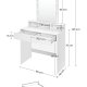 VASAGLE Schminktisch, mit Spiegel, Glühbirnen, 2 Schubladen, 3 Fächern – Spiegelglas und weiße Spanplatte (80x40)