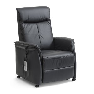 Victor ftölj, m. 1 motor, säteslyft, tiltfunktion, pall, armstöd, hjul - svart läder/PVC