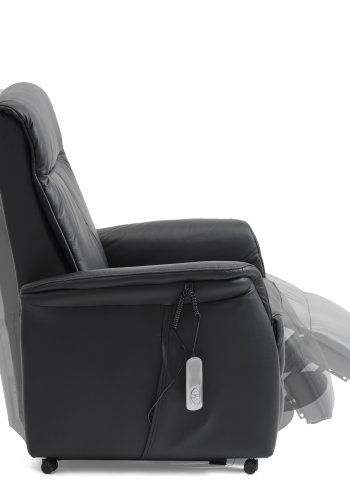 Victor hvilestol, m. 1 motor, setelft, tiltfunksjon, krakk, armlener, hjul - sort skinn/PVC