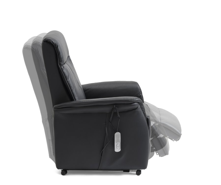 Victor hvilestol, m. 1 motor, setelft, tiltfunksjon, krakk, armlener, hjul - sort skinn/PVC