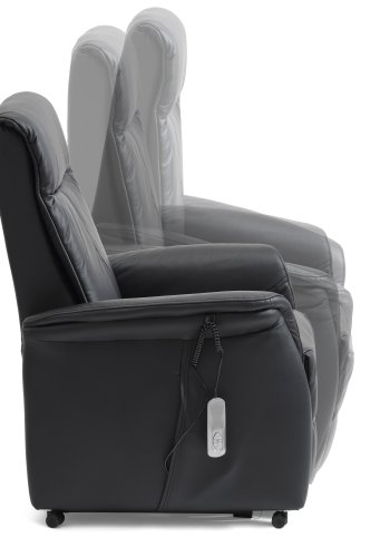 Victor hvilestol, m. 1 motor, setelft, tiltfunksjon, krakk, armlener, hjul - sort skinn/PVC