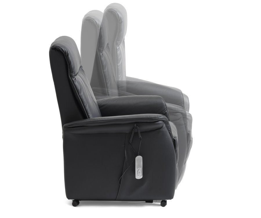 Victor hvilestol, m. 1 motor, setelft, tiltfunksjon, krakk, armlener, hjul - sort skinn/PVC