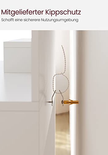 VASAGLE sminkebord, m. speil, 1 skuff, 4 hyller, 1 skapspeilglass og hvit sponplate (80x40)