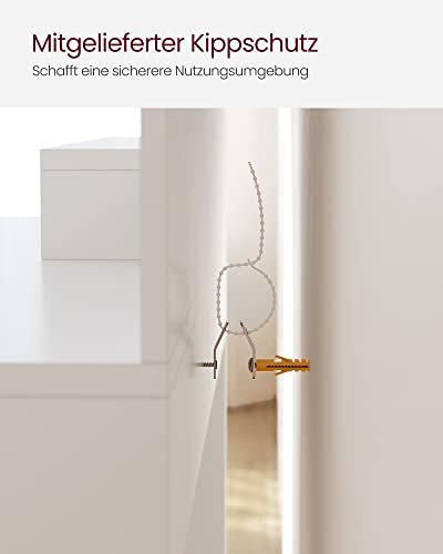 VASAGLE sminkebord, m. speil, 1 skuff, 4 hyller, 1 skapspeilglass og hvit sponplate (80x40)