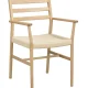 ROWICO Harlan spisebordstol, m. armlener - lys beige papirsnor og naturlig eik