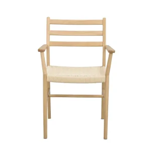 ROWICO Harlan spisebordsstol, m. armln - lys beige papirsnor og natur eg