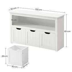 VASAGLE b�rnereol, m. 1 rum og 3 kasser m. hjul - hvid MDF - Vasagle