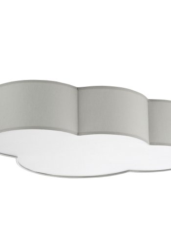 TK Sky barnelampe - grtt stoff og hvit plast