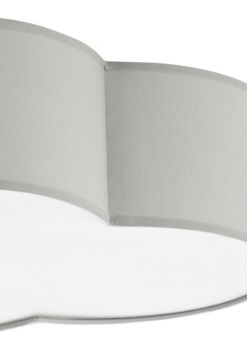 TK Sky barnelampe - grtt stoff og hvit plast