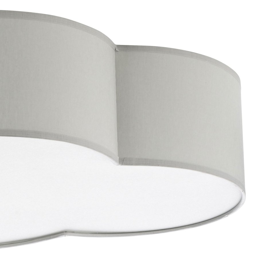 TK Sky barnelampe - grtt stoff og hvit plast