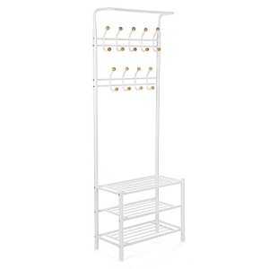 SONGMICS entropstilling, m. knager og 3 hylder - hvid stl