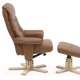 Koselig hvilestol, inkl. fotskammel - cognac kunstskinn og naturlig tre