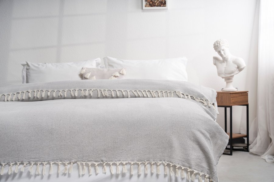 NORDVÄRK Ball? hva? hyre? sengeteppe, rektangulrt - antrasittgr bomull (200x230)