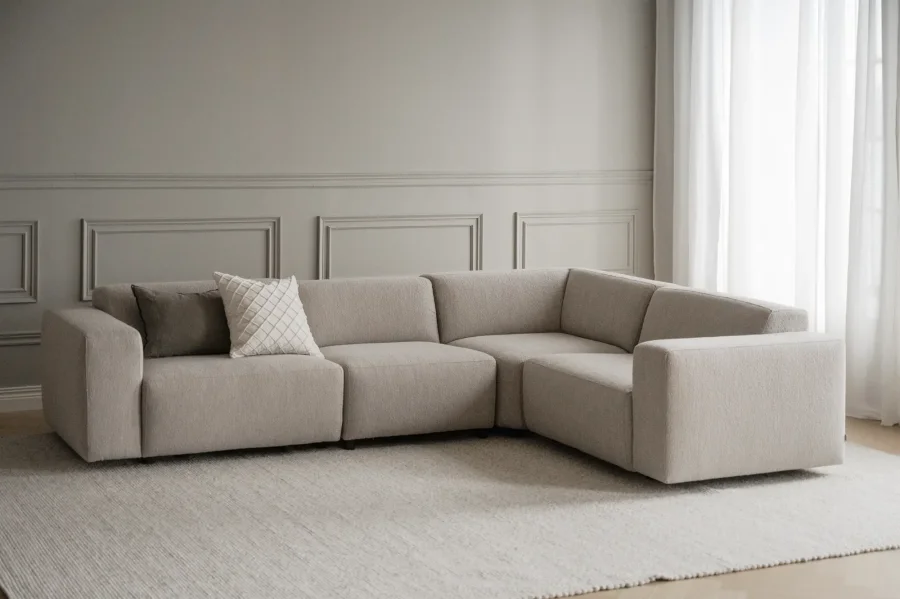 ROWICO Willard h�rnsoffa 2+3-sits ljusbeige tyg Alice #01 (c4)