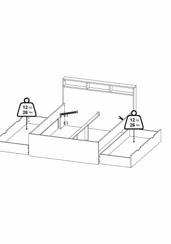 TVILUM Ikast Bett mit 2 Schubladen 140x190, Jackson Hickory/Weiß, 149,8 x 206 x 96,8 cm