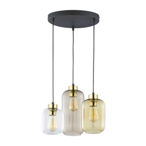 TK Marco loftlampe, m. 3 skrme - multifarvet glas