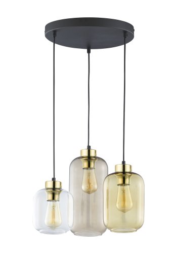 TK Marco taklampe, m. 3 skjermer - flerfarget glass