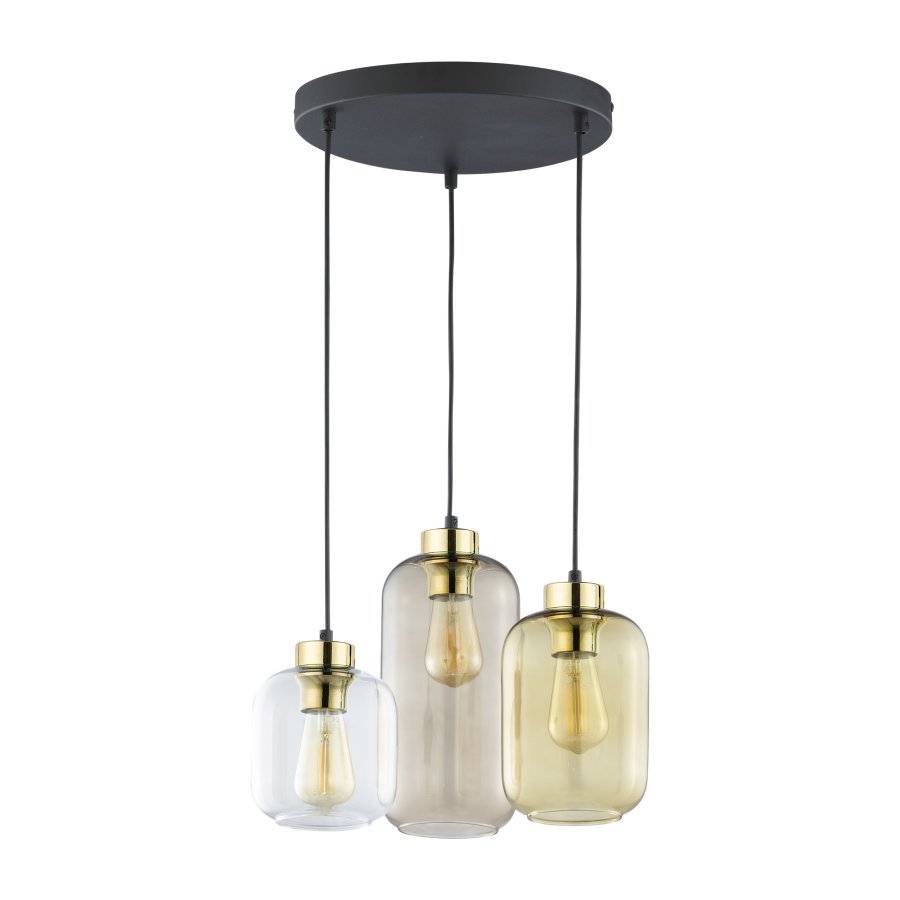 TK Marco taklampe, m. 3 skjermer - flerfarget glass