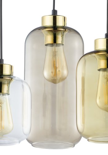 TK Marco taklampe, m. 3 skjermer - flerfarget glass