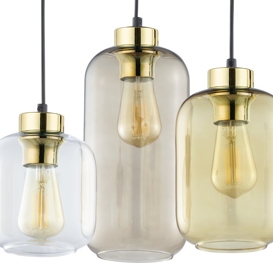 TK Marco taklampe, m. 3 skjermer - flerfarget glass