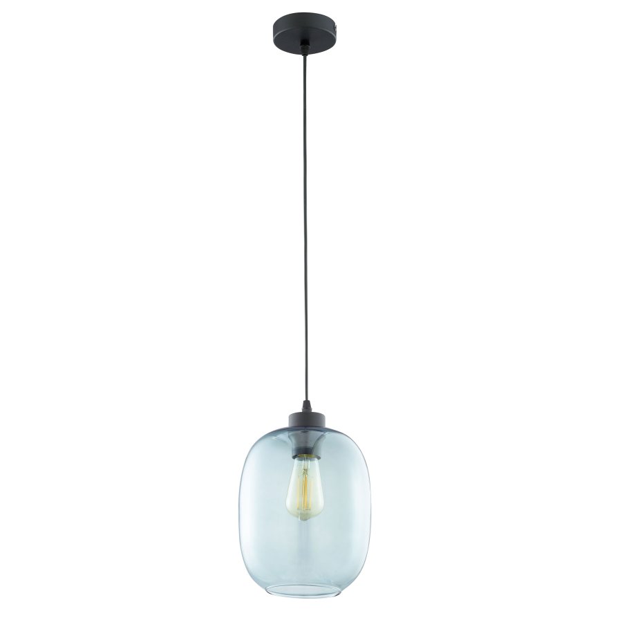 TK Elio taklampe - bltt glass og sort metall