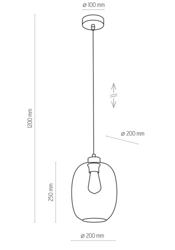 TK Elio taklampe - bltt glass og sort metall