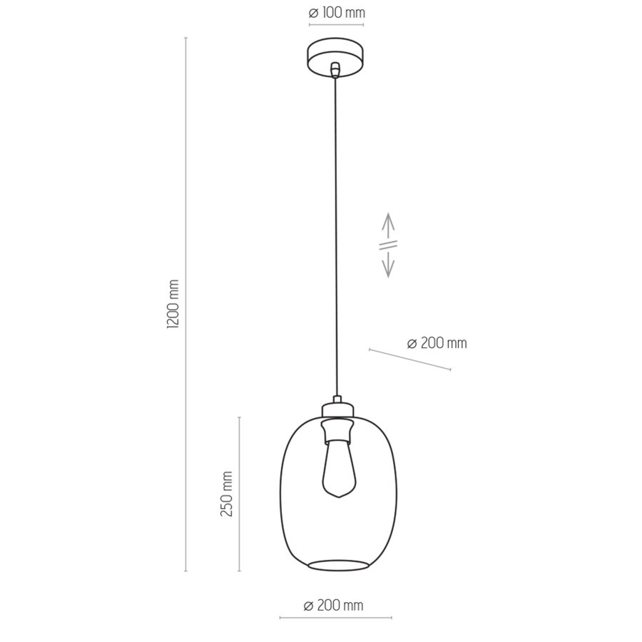 TK Elio taklampe - bltt glass og sort metall