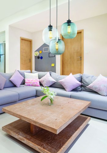 TK Elio taklampe, m. 3 skjermer - flerfarget glass og svart metall