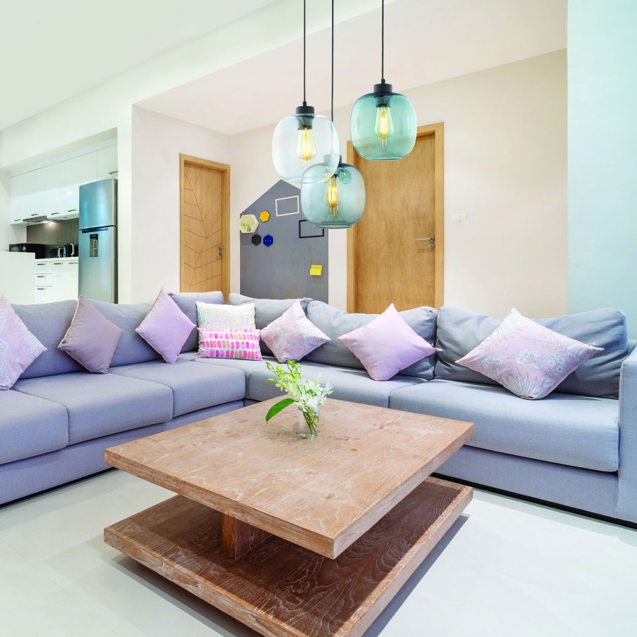 TK Elio taklampe, m. 3 skjermer - flerfarget glass og svart metall